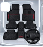 Kit alfombras, baúl y funda de volante — Alfombras delanteras, traseras, baúl y funda de volante